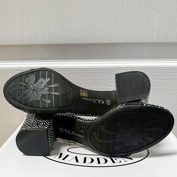 BRAND NEW CL by Laundry Black and White Polka Dot Block Heel Sandals Size 9.5 - Picture 4 of 4